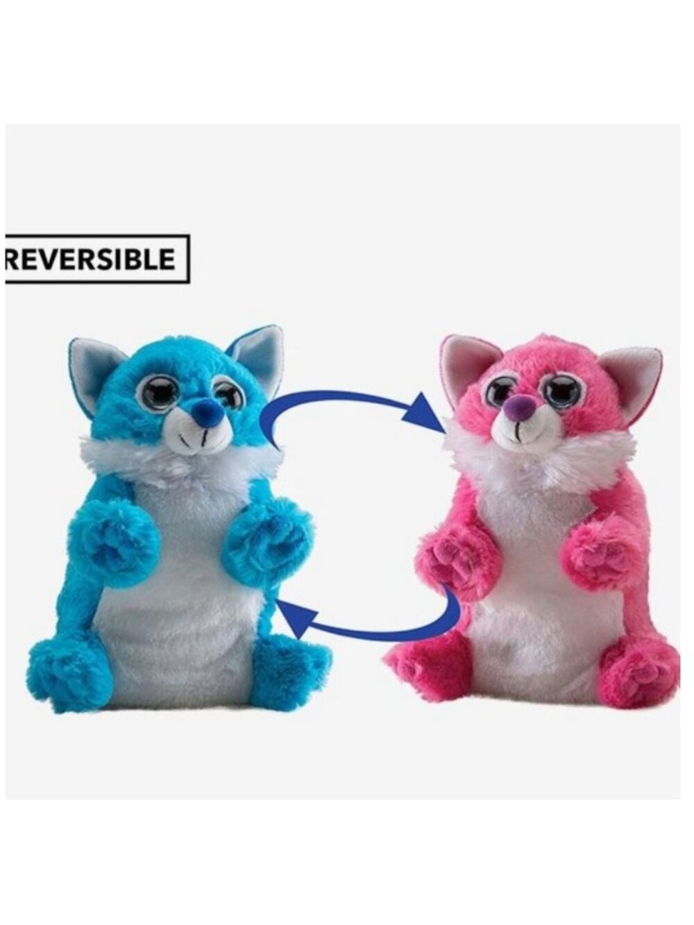 Wild Republic Switch-A-Rooz 8" Fox Reversible Plush Pink/Blue New w/Tag